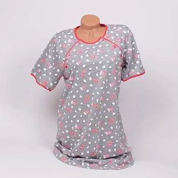Image 1 of Нощница за бременни и кърмещи в сиво с пуканки