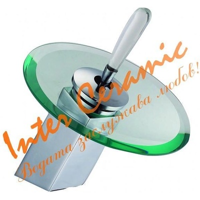 Inter Ceramic Стоящ смесител за умивалник Орекио ICF 1539273, Inter Ceramic, месинг + стъкло, хром + прозрачен, 18см (1539273)