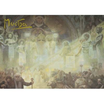 Pohled Alfons Mucha Slovanská epopej – Mont Athos (Svatá hora), krátký