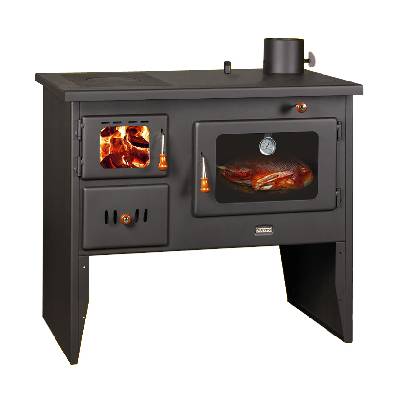 Sporák na tuhá paliva Prity W12 1P41 s teplovodním výměníkem - černá vývod kouřovodu: pravý