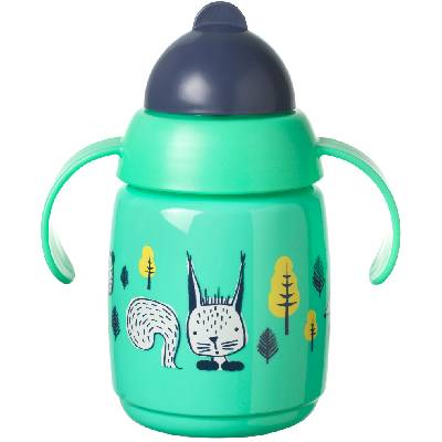 Неразливаща чаша със сламка Tommee Tippee - Superstar, 300 ml, зелена (TT.0222)
