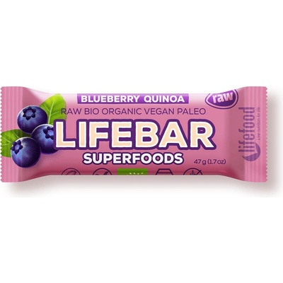 LifeFood - Lifebar бар боровинка с киноа ОРГАНИК, СУРОВ, 47 гр