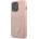 GUESS Saffiano Double Card PU Leather Hard Case - дизайнерски кожен кейс с джоб за карти за iPhone 13 Pro Max (розов)