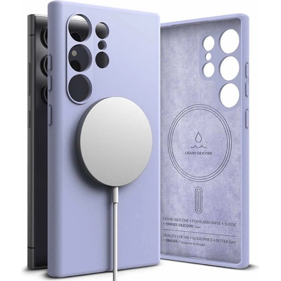 Ringke Liquid Silicone Magnetic Case - силиконов (TPU) калъф с MagSafe за Samsung Galaxy S24 Ultra (лилав)