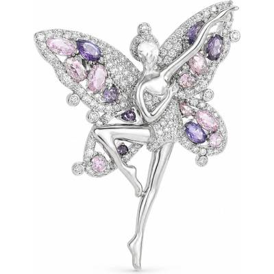 Éternelle Brož Swarovski Elements víla baletka Rosalie B8186- XZ0011B Stříbrná