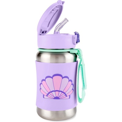 SKIP HOP Spark Style Láhev s brčkem na vodu nerez Mušle 350 ml