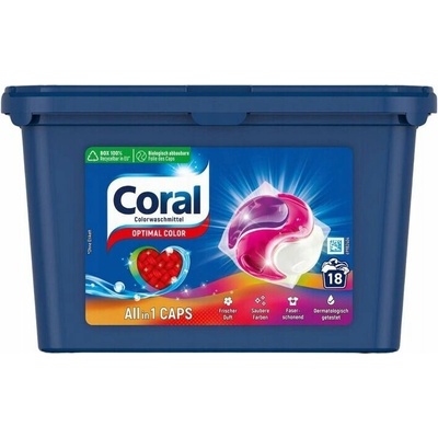 Coral prací kapsle na barevné prádlo Optimal Color All in1 18 PD