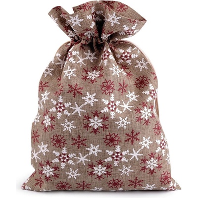 Prima-obchod Vánoční dárkový pytlík vločky 20x30 cm, barva 3 přírodní stř.