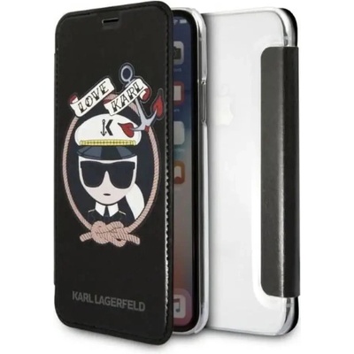 KARL LAGERFELD Калъф с блясък на Карл Лагерфелд за iPhone X/Xs - черен (3700740413623)