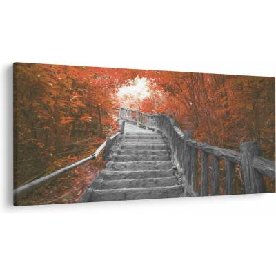 Obraz - Schody v prírode, oranžová, jednodielne 250x125 cm