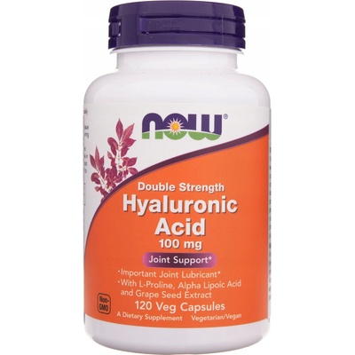 Now Foods Kyselina hyalurónová dvojitá sila 100 mg 120 veg. kapsúl