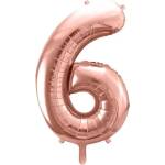 Party Deco Фолиев Балон Цифра, Розово Злато - 86см - 6 (fb1m-6-019r)