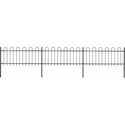 vidaXL Zahradní plot s obloukem nahoře ocelový 537 x 80 cm černý