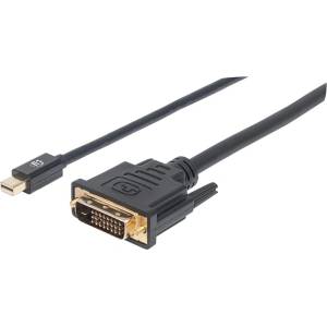 Manhattan Кабел „Манхатън - кабел от Mini DisplayPort 1.2a към DVI (Mini DisplayPort 1.2a мъжки към DVI-D 24+1 мъжки, 1, 8 м, черен) 152150 (152150)