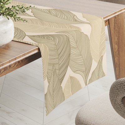 Biante Sametový běhoun Tamara TMR-046 Přírodní pnoucí listy na krémovém 35x120 cm