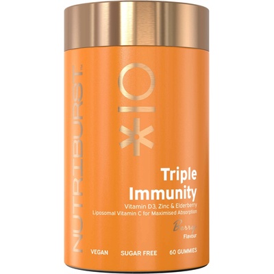Nutriburst Advanced Triple Immunity žuvacie mäkké tobolky na podporu imunitného systému príchuť Berry 60 ks