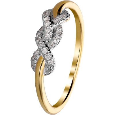 Zlaton Prsten z kombinovaného zlata uzel s diamantem 000220112200