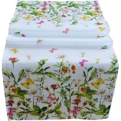 Raebel Jemný behúň s potlačou 182-C lesné jahôdky a kvety Polyester 40x140 cm