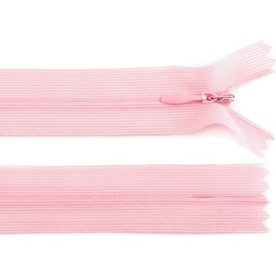 Spirálový zip skrytý šířka 3 mm délka 60 cm dederon Barva: 133 ružová svetlá
