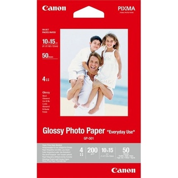 Canon Photo Paper Glossy GP-501 0775B081, 200 г/м2, 10x15см, 50 бр. , лъскав, мастиленоструен, бял, фотографска хартия (0775B081)