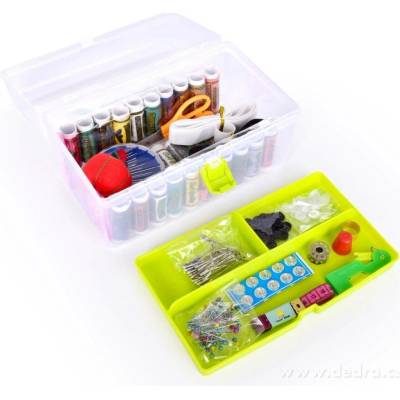 ŠVADLENKA | velký domácí šicí kufřík se 220 šicími potřebami | plastový box s uchem | 21 cm