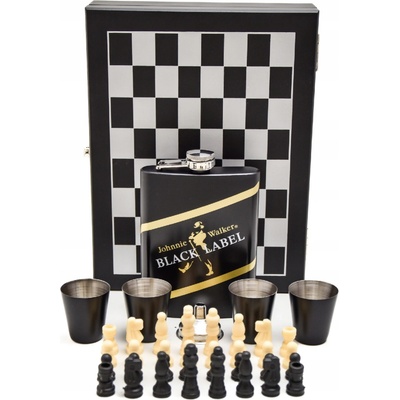 GT GUOTAI Darčeková sada ploskačka Black Label + šachy 240 ml