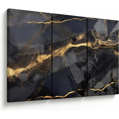 Obraz - Černo - zlatý dekor, třídílný 120x80 cm