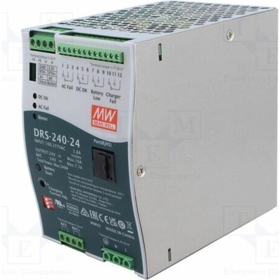 MEAN WELL DRS-240-24 Napájecí zdroj: vyrovnávací; na lištu DIN; 240W; 24VDC; 10A; OUT: 1
