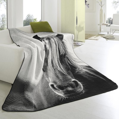 SCANquilt pléd velur style horse černošedá střední 150x200