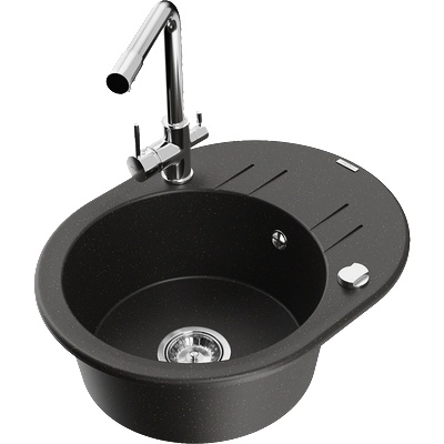 Mexen Kevin гранитна кухненска мивка с една клетка с отцедник и смесител (6517-75-671600-00)