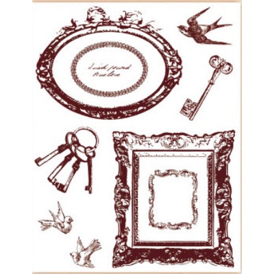 Creatoys Gelová razítka Rámečky klíče ptáčci