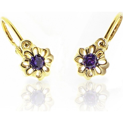 Jan Kos jewellery zlaté náušnice s fialovým kamenem 47100129