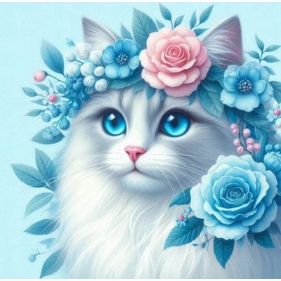 Norimpex - Puzzle Diamant painting: Cat with a wreath 30x40cm - 1 - 39 piese