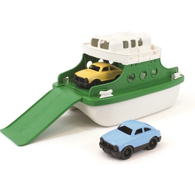 Green Toys Trajekt zeleno-biely s autíčkami