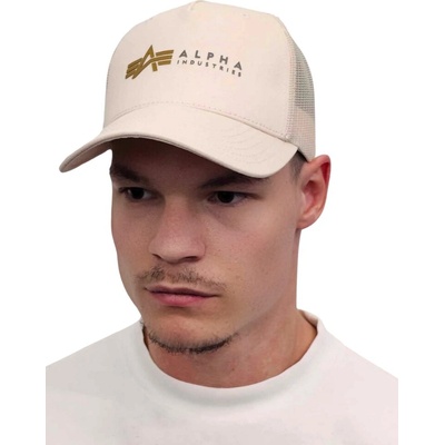 Alpha Industries Alpha Label Trucker Cap jet stream white béžová