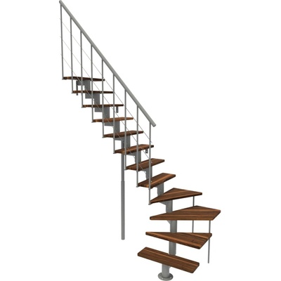 Minka STAIRS Lomené modulové schodiště Comfort Top Turn ořech/šedá, 312 cm