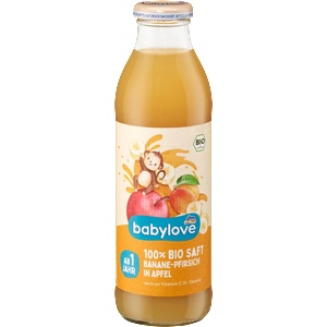 babylove Био сок от ябълка, банан и праскова, 1+г, 500 ml (1712923)