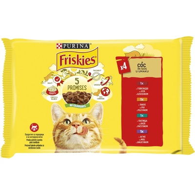Friskies Cat мултипак пиле, говеждо, патица, агне - 0.34кг
