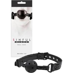  Дишаща топка за уста, предназначена за грях - Sinful Ball Gag Black (NSTOYS0220)