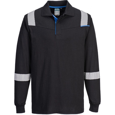 Portwest hi-vis modaflame wx3 fr711 / Огнеупорна светлоотразителна поло тениска - Черна, размер l (fr711bkrl)