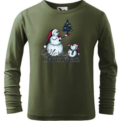 Dobrý triko Dětské bavlněné triko Merry Christmas! Khaki