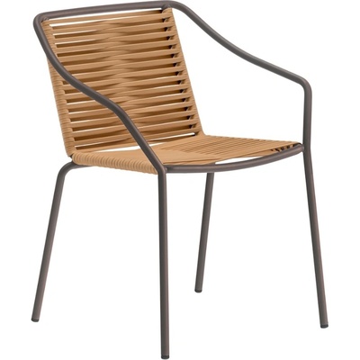 Pedrali Tmavě hnědá zahradní židle Philía 3905 s hnědým výpletem