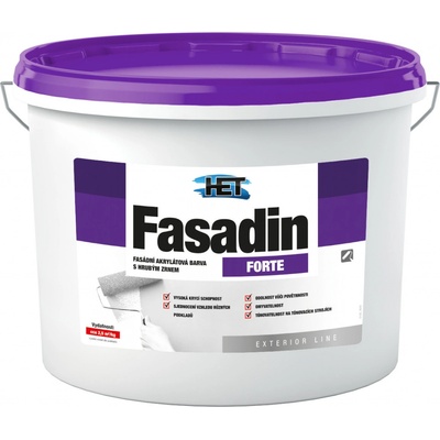 HET FASADIN FORTE Fasádna akrylátová farba s hrubým zrnom - biela matná - 12 kg