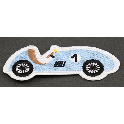 Nažehľovacia záplata - pretekárka - modrá - rozmer 8 cm x 3 cm