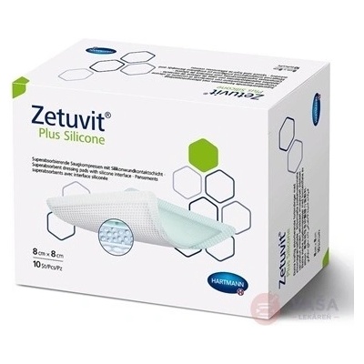 ZETUVIT Plus Silicone kompres sterilný 8 x 8 cm 10 ks