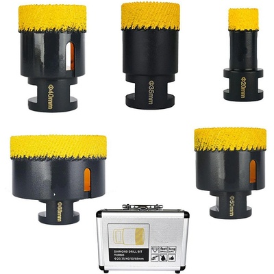 UNI Боркорони диамантени, за гранитогрес, керамика, порцелан, фаянс, 20-68 мм, m14, 5 бр. , куфар (rv10413)