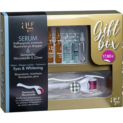 AG PHARM Промо сет избелващ серум + серум за очи + дерморолер, Ag Pharm Gift Box Eye Serum 3x2ml, Whitening Serum 2x2ml & Derma Roller 0.25mm