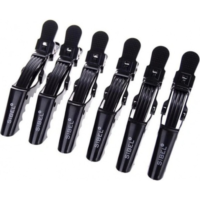 SIBEL Strong Crocodile Small Black 6ks - klipsy do vlasů 9cm - černé