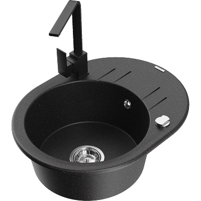 Mexen Kevin гранитна мивка с 1 отделение, с отцедник и кухня батерия Rita, (6517-75-670300-70)