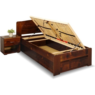 BedWorld Justina s úložným prostorem Lak tabák